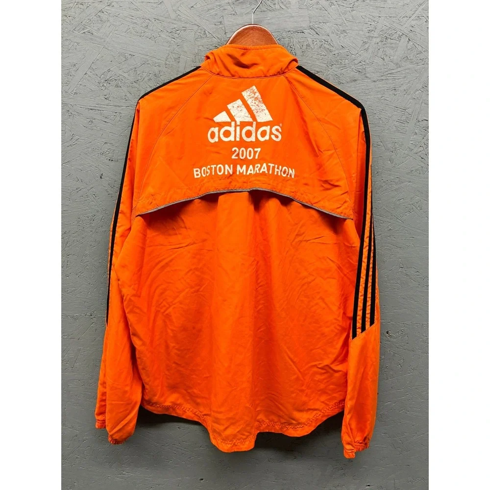 Adidas Boston Marathon Jacket Men's Orange Windbreaker Vintage 2007